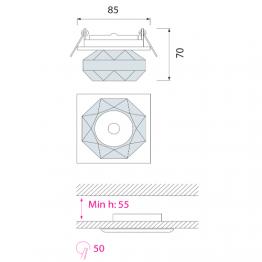 ADRASTEA CRYSTAL HALOGEN EINBAUSPOT AUFPUTZ KLAR HL800