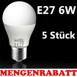 5 Stck LED Leuchtmittel Glhbirne E27, 6W, Warmweiss HL4306L