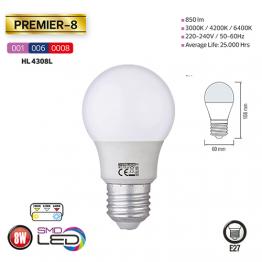 10x HL4308L LED Lampe Birnen Leuchtmittel E27, 8W, kaltweiss