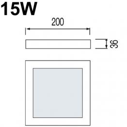 LED Deckenpanel Panel Eckig Aufputz 15W Kaltweiss 6000K HL639L