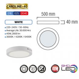 CAROLINE-40 LED Aufputz Panel Deckenpanel Rund 40W, kaltweiss 6000K
