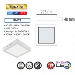 ARINA-18 LED Aufputz Panel Deckenpanel Eckig 18W, kaltweiss 6000K