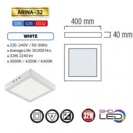 ARINA-32 LED Aufputz Panel Deckenpanel Eckig 32W, warmweiss 3000K