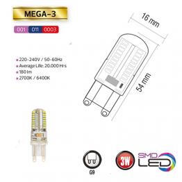 MEGA-3 3W Silikon G9 2700K LED Leuchtmittel