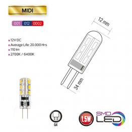 1.5W G4 2700K 12V Silikon Mini LED Leuchtmittel - MIDI