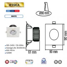 JESSICA LED Einbaustrahler Feuchtraum IP65 6W Weiss, tageslicht 4200K