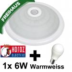 DECKENLAMPE MIT BEWEGUNGSMELDER + 1 Stck 6W LED WARMWEISS