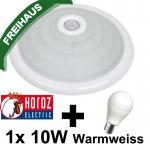 DECKENLAMPE MIT BEWEGUNGSMELDER + 1 Stck 10W LED WARMWEISS