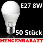 50 Stck LED Leuchtmittel Glhbirne E27, 8W, Kaltweiss, HL4308L