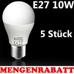 5 Stck LED Leuchtmittel Glhbirne E27, 10W, Kaltweiss, HL4310L